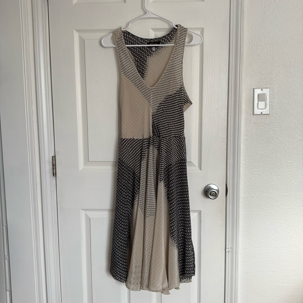 Johnny Was Biya Beige and Black Patterned Midi Dress